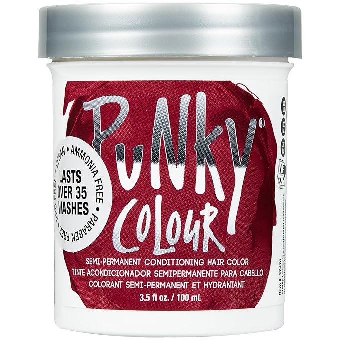 Punky Red Wine Semi Permanent Hair Color - Vegan & Cruelty-Free Conditioning Hair Dye, Lasts Up to 35 Washes, 3.5 fl oz
