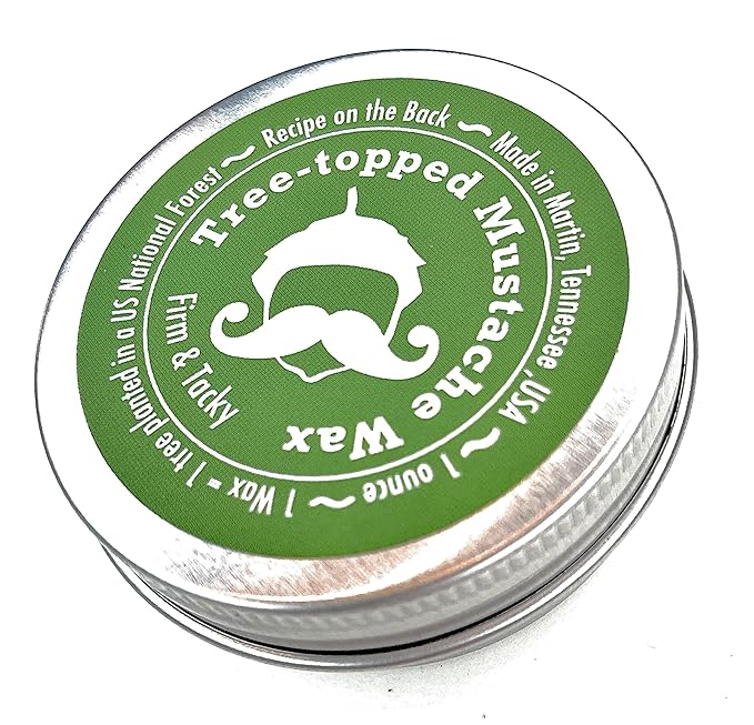 Tree-Topped Mustache Wax for Men – Firm & Tacky Hold with Natural Beeswax & Hempseed Oil – Styles, Shapes & Controls 1 Ounce (Pack of 1)