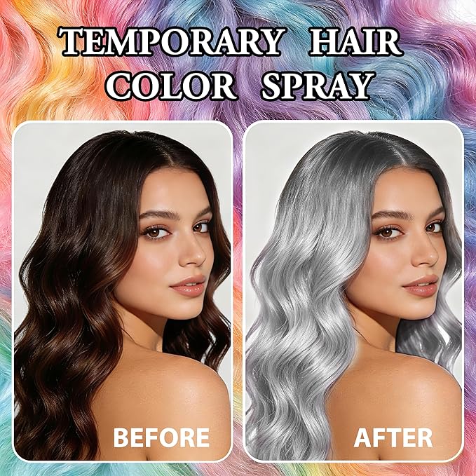Temporary Hair Color Spray | 150ml Instant Hair Spray for Adults & Kids | Washable & Non-Sticky, Gentle Formula, Silver White | Halloween, Cosplay, Costume Party, Festivals