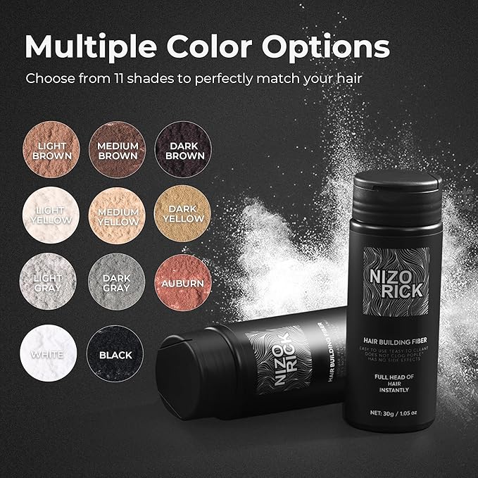 Hair Fibers for Thinning Hair,Hair Building Fibers Instantly Thicker & Fuller Look,Conceals Hair Loss Fill In Fine Hair Powder for Women and Men(30g/1.05oz) (Light Brown)