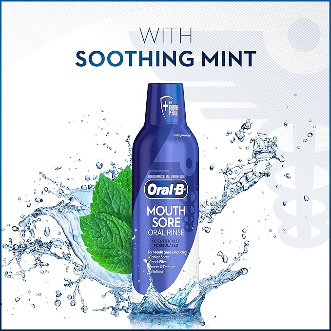 Oral-B Mouth Sore Mouthwash Special Care Oral Rinse, Hydrogen Peroxide Mouthwash, 16 fl oz, Mouthwash Alcohol Free