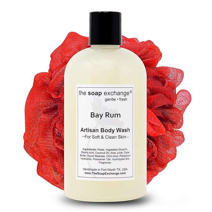The Soap Exchange Body Wash - Bay Rum Scent - Hand Crafted 12 fl oz / 354 ml Natural Artisan Liquid Soap for Hand, Face & Body, Shower Gel, Cleanse, Moisturize, & Protect. Made in the USA.