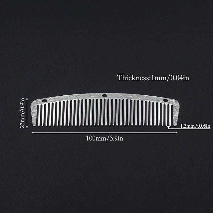 2 Pcs Metal Pocket Combs, Small Comb for Men Women, Mustache Comb Steel Beard Comb, Travel Comb, Easy Take, Wood Grain Design