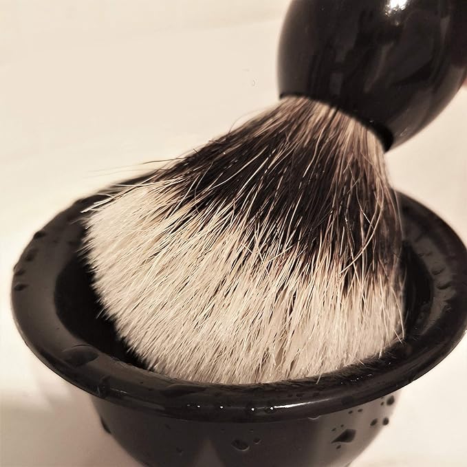 JEQUIL&CORENVEO Fine Silvertip Badger Bristle Shaving Brush, With Heavy Weight Resin Base (Curved Top)