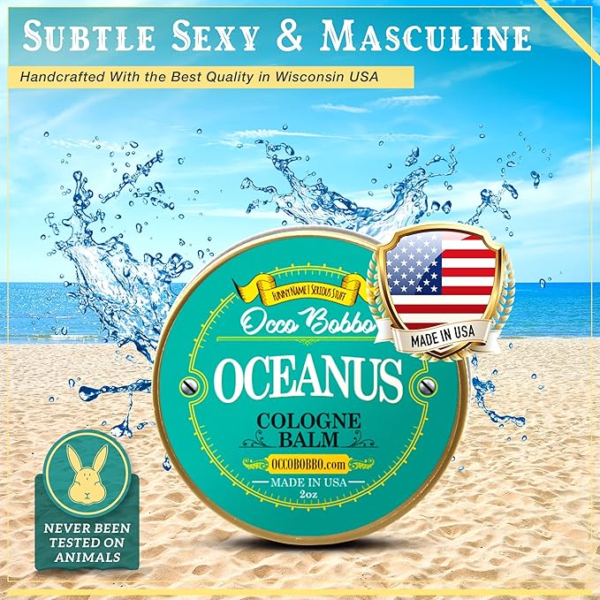 Handy Hound Occo Bobbo - Oceanus Solid Cologne Men - Made In the USA - A Clean Masculine Scent - All Natural Ingredients - 2 oz