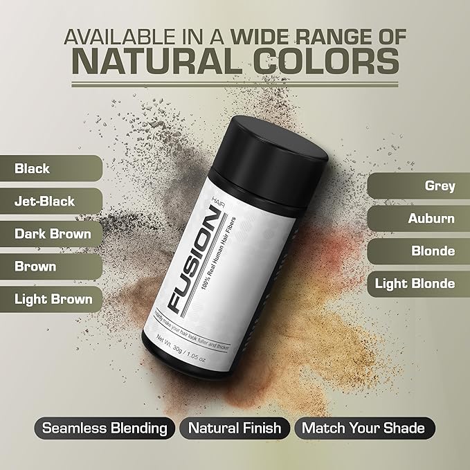Hair Fibers for Thinning Hair - (1.05 Oz) Real Human Hair Building Fibers to Conceal Bald Spots and Thinning Hair, Root Touch Up and Volumizer, Blonde