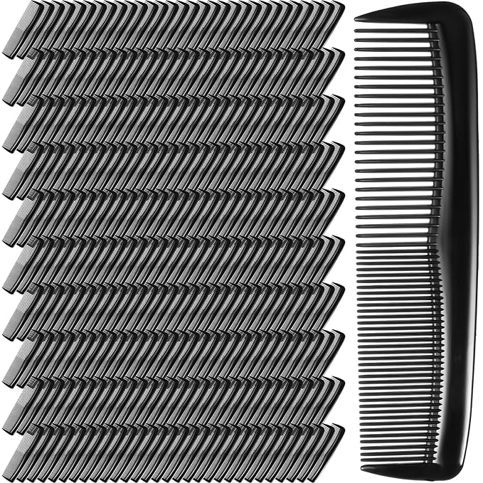 300 Pack Bulk Combs - 5 Inch Thickened Black Plastic Combs, Fine and Wide Tooth Small Hair Comb for Homeless, Women, Men, Travel, Hotel, Nursing Home, Charity