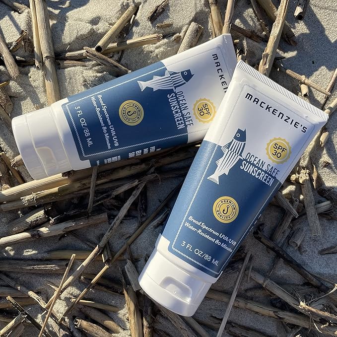 MacKenzie's SPF 30 Ocean Safe Sunscreen Lotion - Gifts for Fisherman - Gifts for Men - Gifts for Women - Travel Size - Mineral SPF - Natural - 3 oz