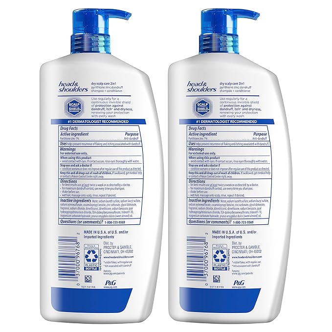 Head & Shoulders Anti-Dandruff Shampoo and Conditioner, Dry Scalp Care 2-in-1 Twin Pack, 1% Pyrithione Zinc and Almond Oil, for Itch and Dryness Relief, 32.1 fl oz Each