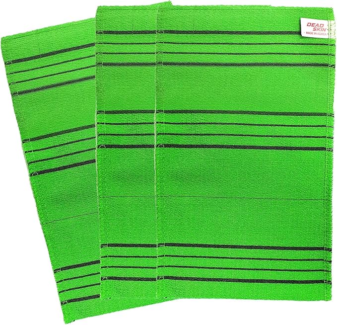 DEAD SKIN Professional Exfoliating Towel Bath Washcloth Mitt Korean Italy Towels (Green 3EA)
