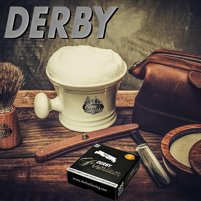 Derby Premium Single Edge Razor Blades, Ultra Sharp, Chromium - Ceramic - Platinum - Tungsten and Polymer Coated Edges (1)