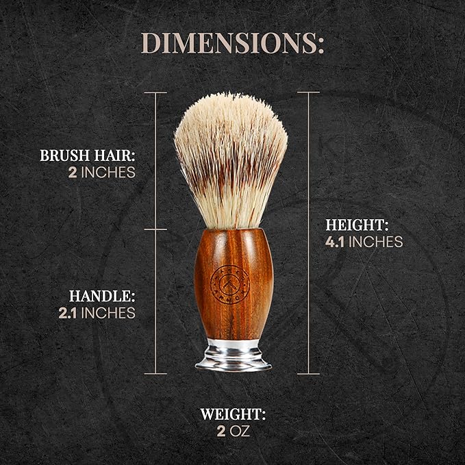 Synthetic Badger Hair Shaving Brush - Futura Synthetic Badger Hair + Handmade Sandalwood Shave Brush, Exfoliating Stiff Bristles, Thick & Creamy Lather For A Great Shave, Pre-Shave & Barber Approved