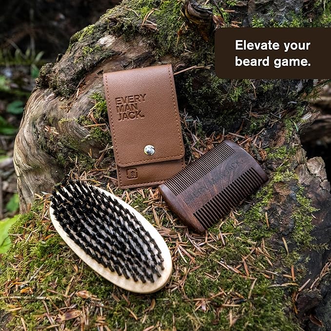 Every Man Jack Beard Grooming Tool Gift Set for Men – Includes Dual-Tooth Comb, Beard Brush, Stainless Steel Shears & Mini Comb – Travel Friendly & Perfect for Daily Maintenance