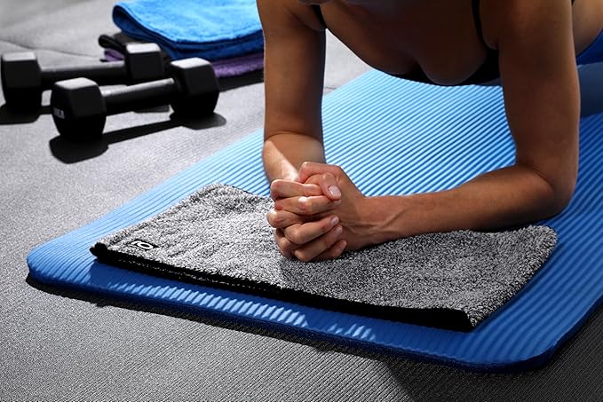 Facesoft Yoga Towel - Infused with Activated Charcoal to Detoxify and Sweat - Made with Eco-Friendly Aqua-Cotton Yarn - Biodegradable and Sustainable - All Ages