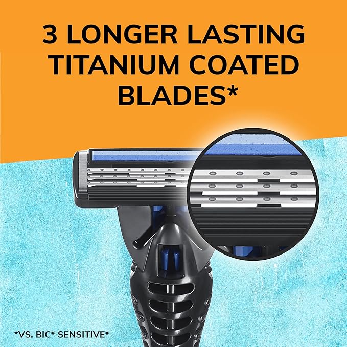 BIC Flex 3 Hybrid Disposable Razors for Men, Long-lasting 3-Blade Razors With Slim Head for Precision Shaving, 1 Handle and 5 Cartridges, 6 Piece Shaving Kit