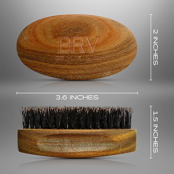 BRV MEN Beard Brush | Firm Boar Bristles | First-Cut Boar Hair Bristles | The Ideal Gift For Men (Green Sandalwood)