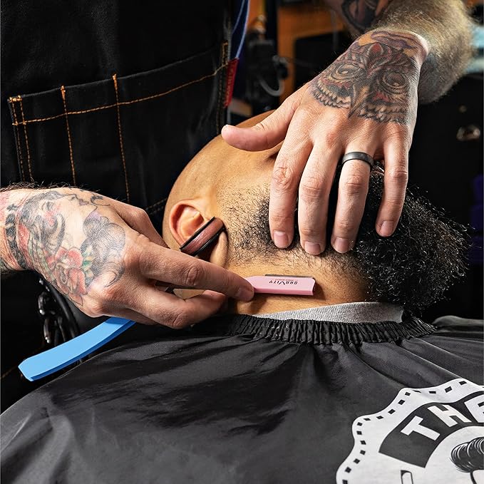 GRAVITY RAZORS Professional Straight Razor Kit – Ultra Exposure, Includes 10 Premium Blades, 2mm Exposed, Cotton Candy