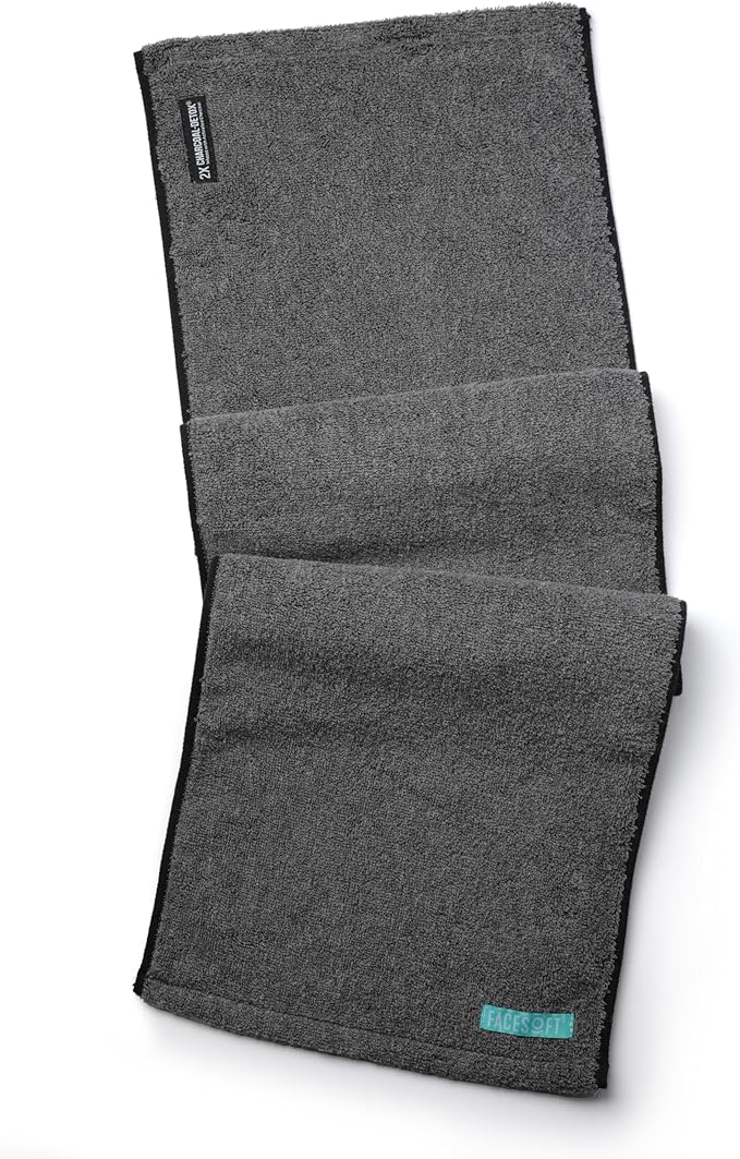 FACESOFT 2X Pro Infused Charcoal Detox Sweat Towel - Double Activated Charcoal for Deeper Detox - Absorbent Exercise Towel for Gym and Sports - Beauty - 1 Pc