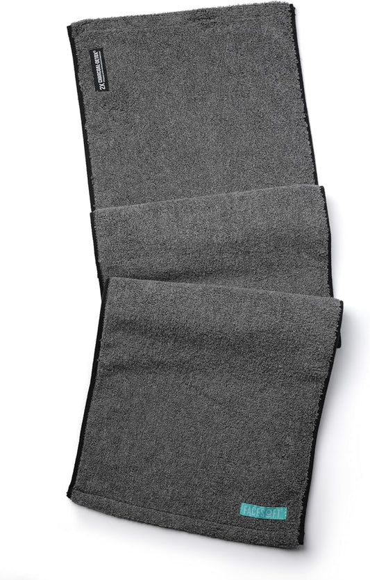 FACESOFT 2X Pro Infused Charcoal Detox Sweat Towel - Double Activated Charcoal for Deeper Detox - Absorbent Exercise Towel for Gym and Sports - Beauty - 1 Pc