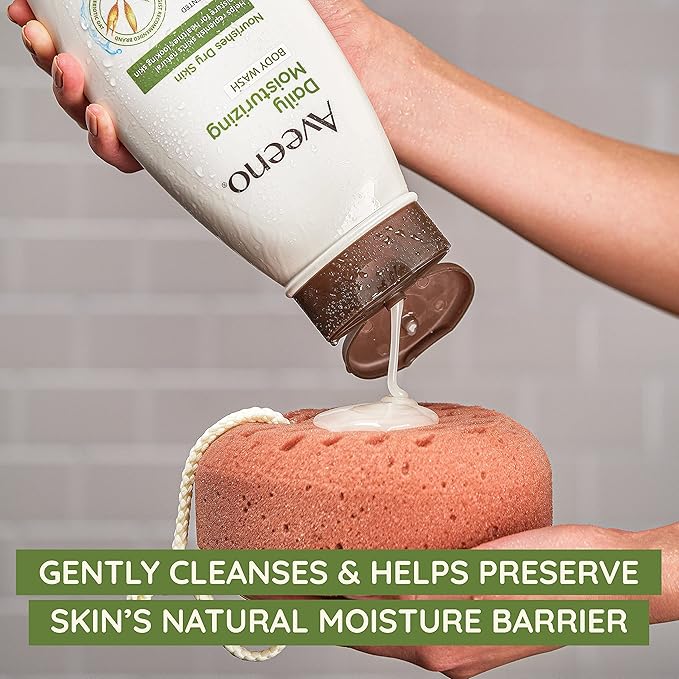 Aveeno Daily Moisturizing Body Wash for Sensitive Skin + Prebiotic Oat, Gently Cleanses Dry Skin & Feels Moisturizing, Light Fragrance, Travel Size, 2 fl. oz
