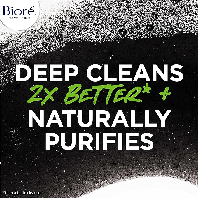 Bioré Men's Skincare Charcoal Face Wash, Deep Cleans Pores & Refreshes Skin, 6.77 Fl. Ounces
