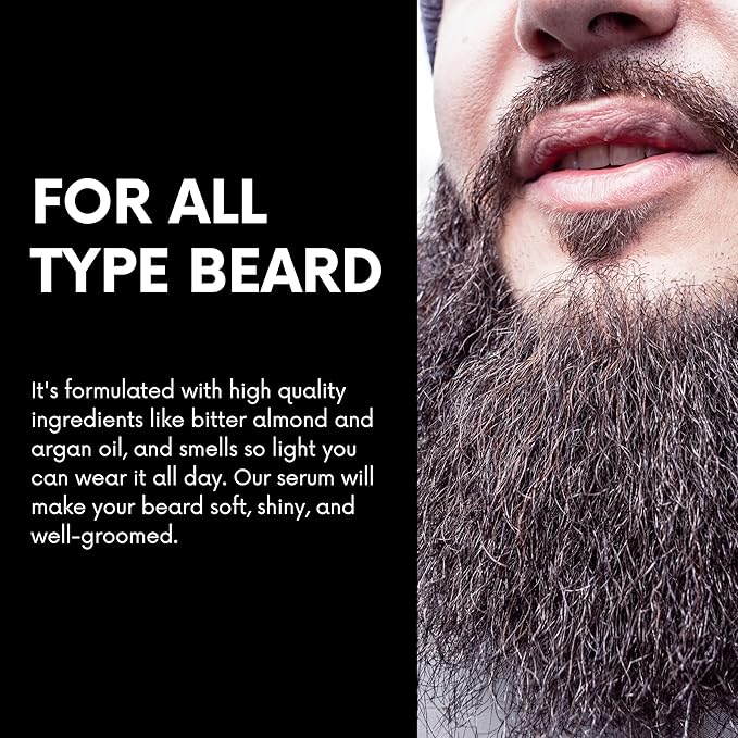 Morfose Ossion Beard Care Serum, Promotes Healthy Hair Growth, Fuller, Longer and Thicker Beard, Alleviates Itches, Eliminates Beardruff, Enriched with Argan and bitter Almond Oil, 50ml
