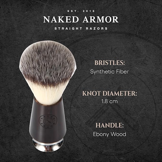 Synthetic Badger Hair Shaving Brush - Futura Synthetic Badger Hair + Handmade Ebony Shave Brush, Exfoliating Stiff Bristles, Thick & Creamy Lather For A Great Shave, Pre-Shave & Barber Approved