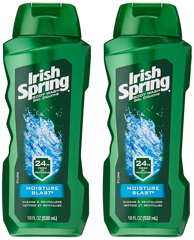 Irish Spring Moisturizing Men's Body Wash Shower Gel, Moisture Blast - 18 Fluid Ounce (2 Pack)