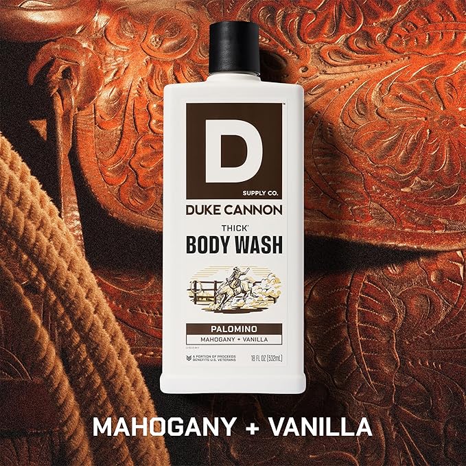 Duke Cannon Supply Co. Thick High Viscosity Body Wash – 3X Thicker, Cleansing Shower and Bath Gel, Mineral-Enriched for Men – Shower Gel – Men’s Body Scrub – Palomino 3 pack –18 oz