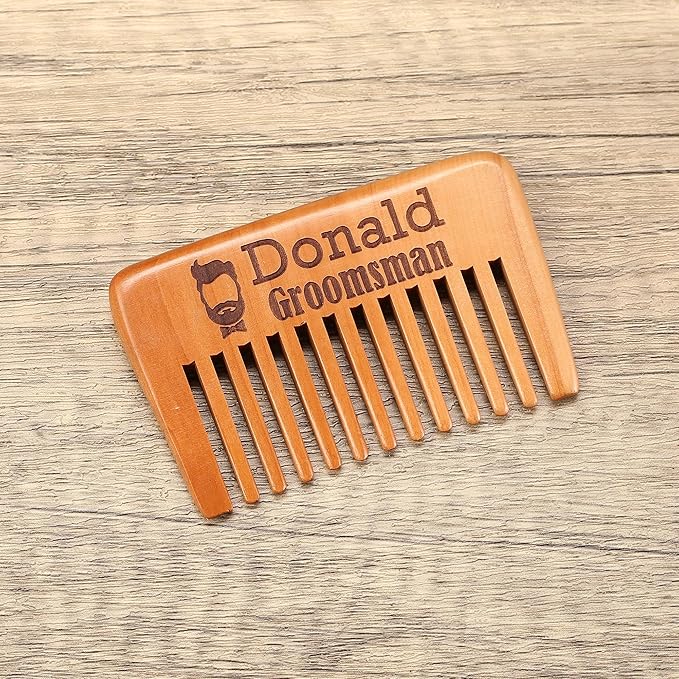 Personalized Beard Comb for Men, Engraved Walnut Wood Beard Comb, Groomsmen Gifts, Gift for Dad, Gift for Hushand