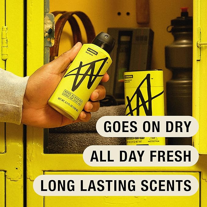 Jake Paul Original Body Spray for Men By W, Odor Blocking Body Deodorant, Long Lasting Protection, 3.4 fl oz (Pack of 2)