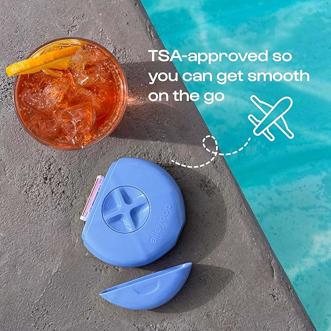 Alleyoop Portable Travel Razors For Women - Perfect For Touch Ups On-The-Go - Includes Refillable Blades, Moisturizing Bar & Water Spray Bottle - Safe For All/Sensitive Skin Types (Periwinkle)