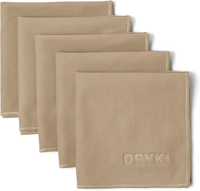 Sweat Absorbing Handkerchiefs - The Original Pocket-Sized Sweat Towels - Quick-Dry Microfiber Sweat Rags for Face, Hands, & Body - Men & Women - Gym, Sports, and Work (Tan: 5 Pack)