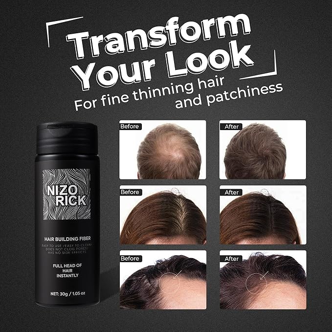 Hair Fibers for Thinning Hair,Hair Building Fibers Instantly Thicker & Fuller Look,Conceals Hair Loss Fill In Fine Hair Powder for Women and Men(30g/1.05oz) (Light Brown)