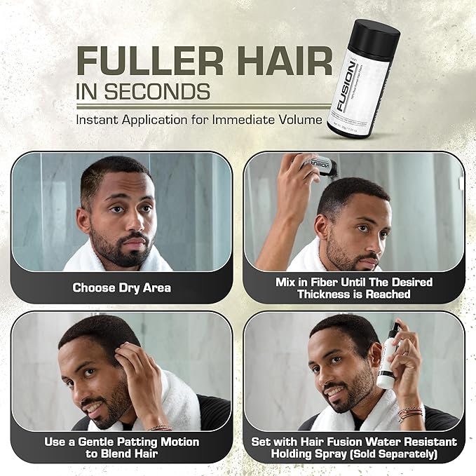 Hair Fibers for Thinning Hair - (0.42 Oz) Real Human Hair Building Fibers to Conceal Bald Spots and Thinning Hair, Root Touch Up and Volumizer, Jet Black