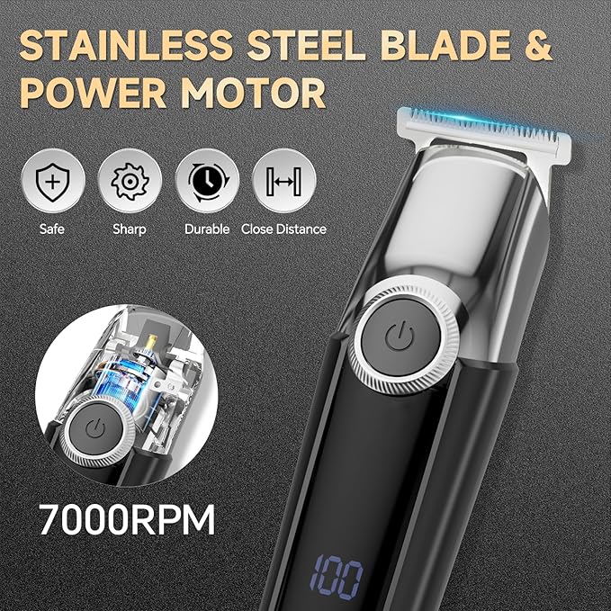 Beard Trimmer for Men, 5 in 1 Electric Razor for Men, Cordless Hair Clippers, Waterproof Grooming Kit for Shaving Face, Mustache, Body, Ear, Nose Hair Trimmer, Gifts for Mens, Black