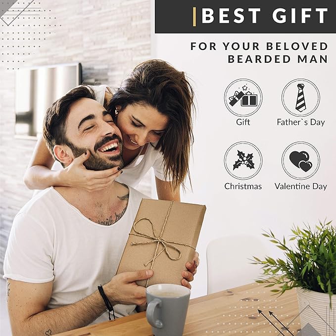 Hunter Jack Beard Kit for Men - Sandalwood Beard Comb, Beard Soap, and Beard Balm - Fine Tooth Mustache Comb - Mens Beard Kit for Care and Grooming in Premium Gift Box
