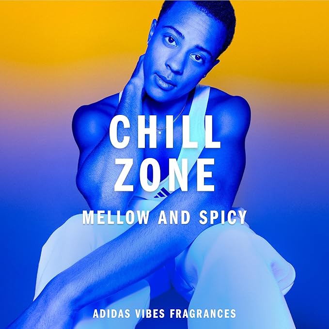 Adidas Vibes Chill Zone Eau de Parfum 1.6 fl oz (Pack of 1), Notes of Amber, Lavender, and Vanilla, Unisex Fragrance, Long Lasting, Sporty Fragrance, Travel Size