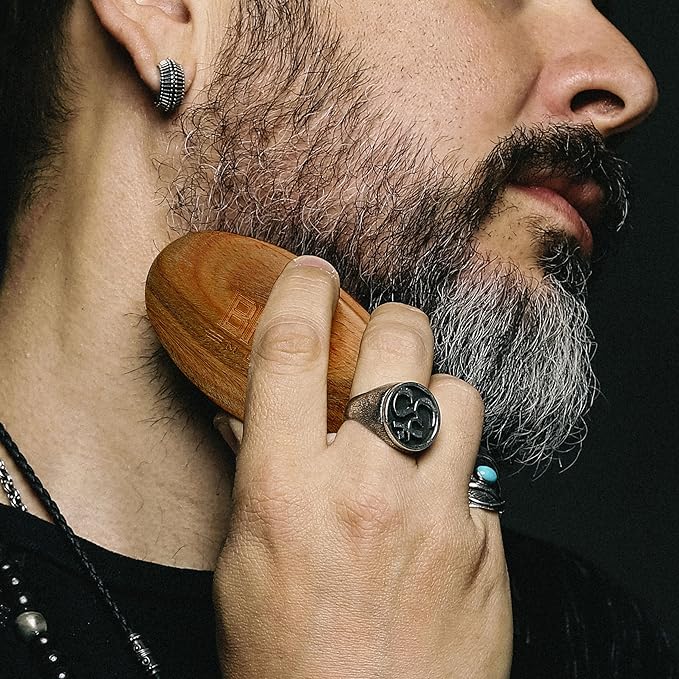 BRV MEN Beard Brush | Firm Boar Bristles | First-Cut Boar Hair Bristles | The Ideal Gift For Men (Green Sandalwood)