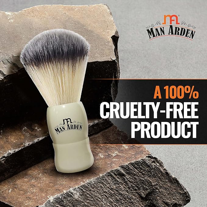 Man Arden Royal White Premium Shaving Brush With Ultra Soft & Absorbent Bristles & Long Handle | Cruelty Free | For A Smooth Shave