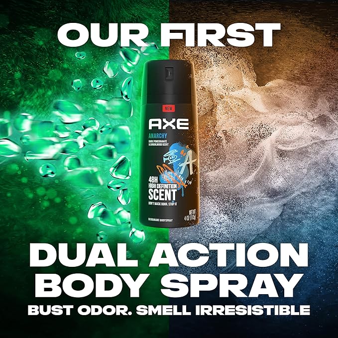AXE Body Spray for Men Anarchy 4 oz, Pack of 6