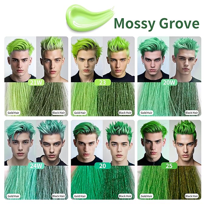 Temporary Hair Styling Color Wax, Green Hair Dye Color Wax Washable Natural Instant Hair Coloring Cream for DIY Hairstyle for Kids Men Women(Color #25)