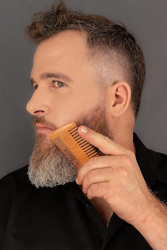 Premium Beard & Mustache Grooming Kit: Boar Bristle Brush & Wide Tooth Comb - Tame & Style Your Facial Hair - Achieve a Flawless Look - for Men - Order Now!