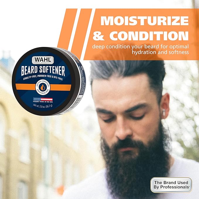 Wahl 2 oz Beard Softener Moisturizes Hair & Softens Skin Underneath – Beard Conditioner for Men Contains Shea Butter to Relieve Itch & Condition Hair - Lightly Scented – Model 3028691