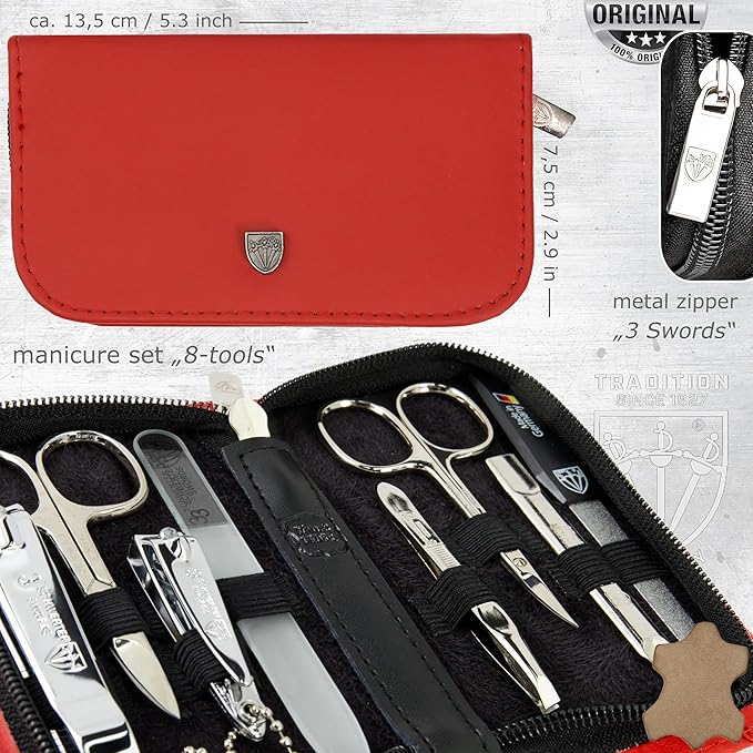 3 Swords Germany – brand quality 8 piece manicure pedicure grooming kit set