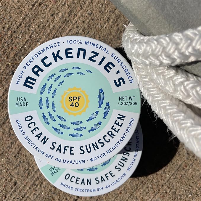 MacKenzie's SPF 40 Ocean Safe Sunscreen Tin - Mineral Based - Eco Friendly - Gifts for Fishermen - Gifts for Men - Applies Sheer