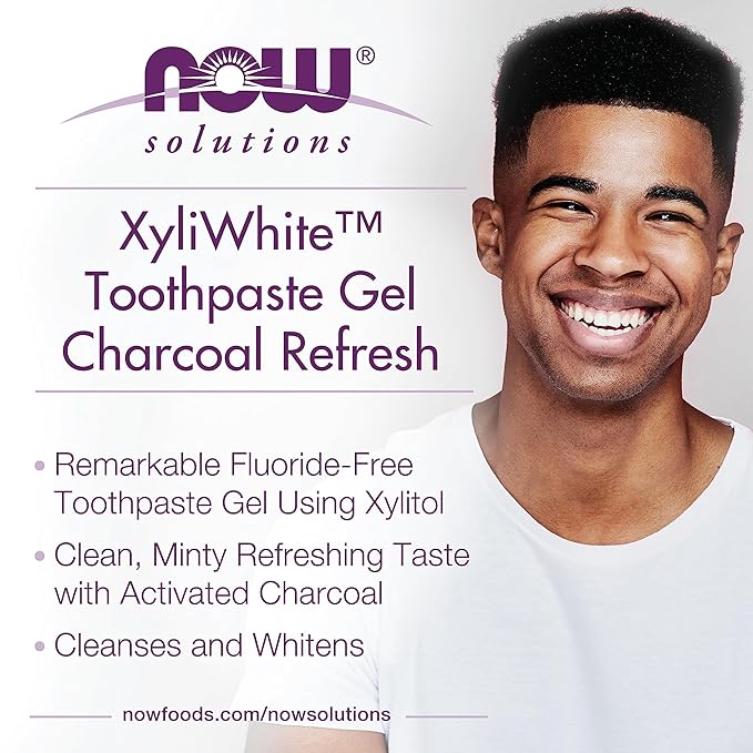 NOW Solutions, Xyliwhite™ Toothpaste Gel, Charcoal Refresh With Activated Charcoal, Cleanses and Whitens, Fresh Taste, 6.4-Ounce