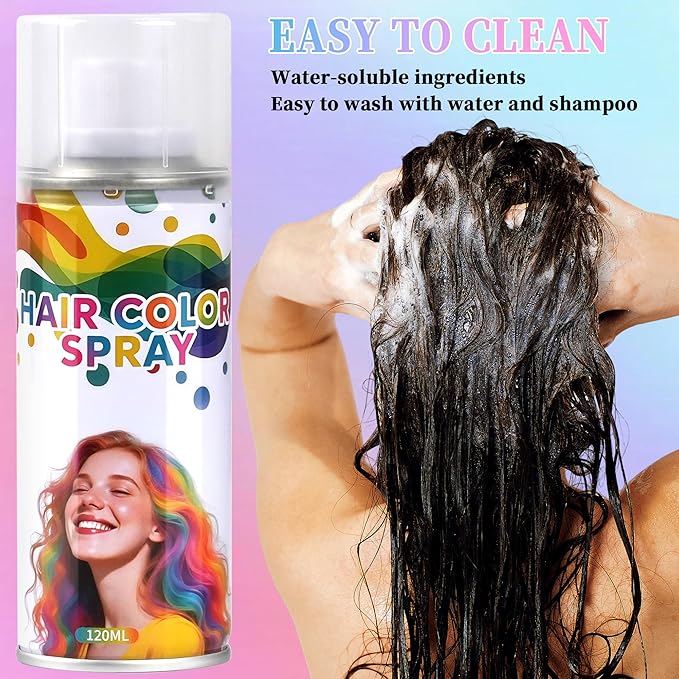 Gray hair spray,Hair spray temporary for Women Kids Men, Washable Temporary Hair Dye Spray，Spray hair color Non-Sticky，For Christmas Party, Halloween Crazy Hair Day,Cosplay Party (Gray, 4.06 oz)