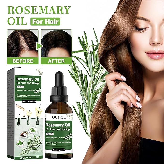 3pcs Rosemary Oil Hair Care Treatment, Natural Rosemary Mint Scalp & Hair Strengthening Oil for Dry, Itchy Scalp, Thickening & Hydration Products for Damaged Hairs & Split Ends (1 Pcs)