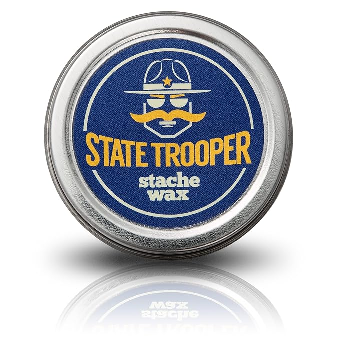 State Trooper Mustache Wax - Dark Black - Citrus - One Ounce Tin